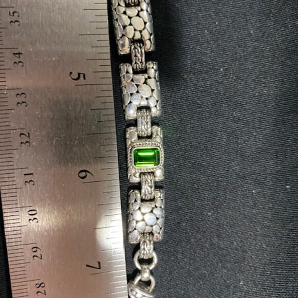 Sarda STERLING SILVER WATERMARK & CHAINLINK CHROME DIOPSIDE LINK BRACELET - Picture 2 of 4